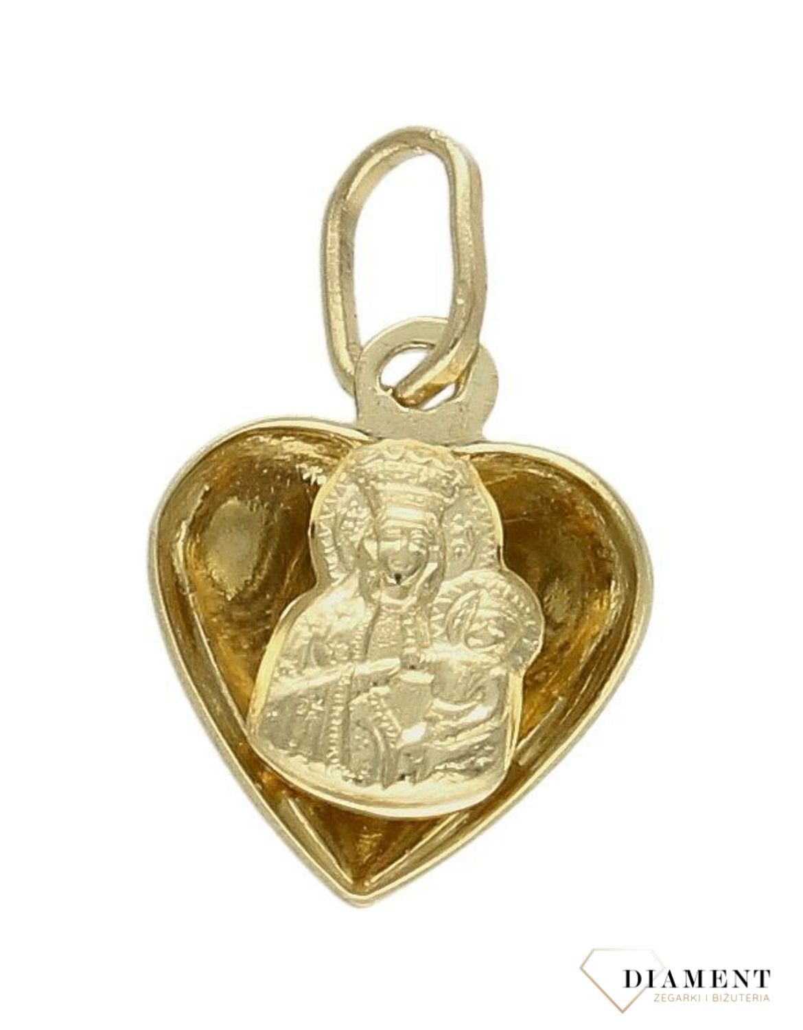 Zawieszka złota medalik Matka Boska w sercu 'Dwustronny medalik' ZA 433A 333hj (2).jpg